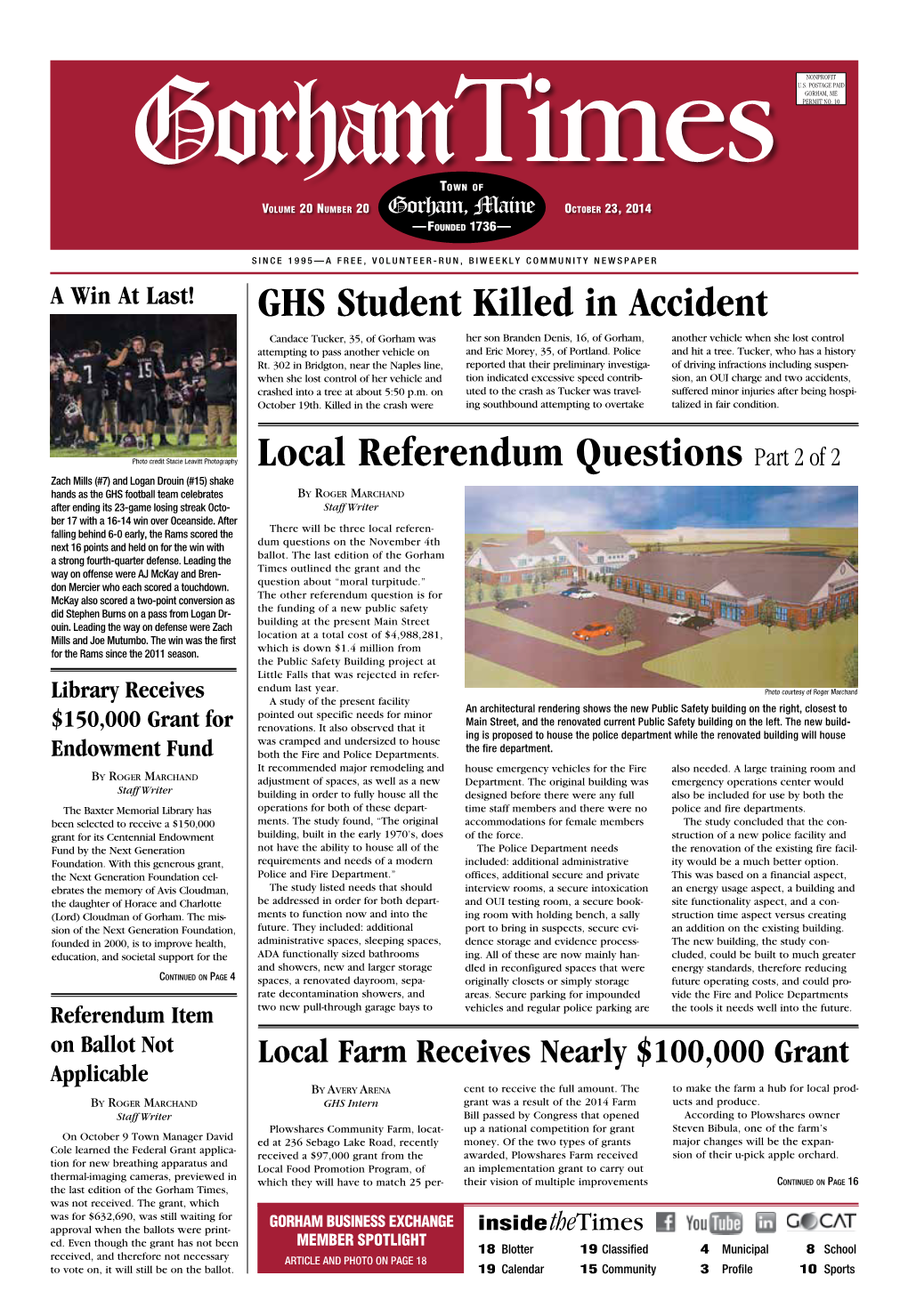 Local Referendum Questions Part 2 of 2 GHS Student Killed in Accident GHS Student Killed in Accident