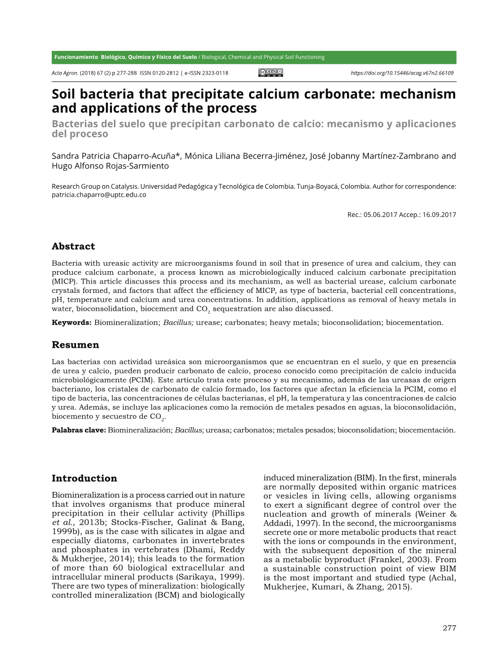 Soil Bacteria That Precipitate Calcium Carbonate