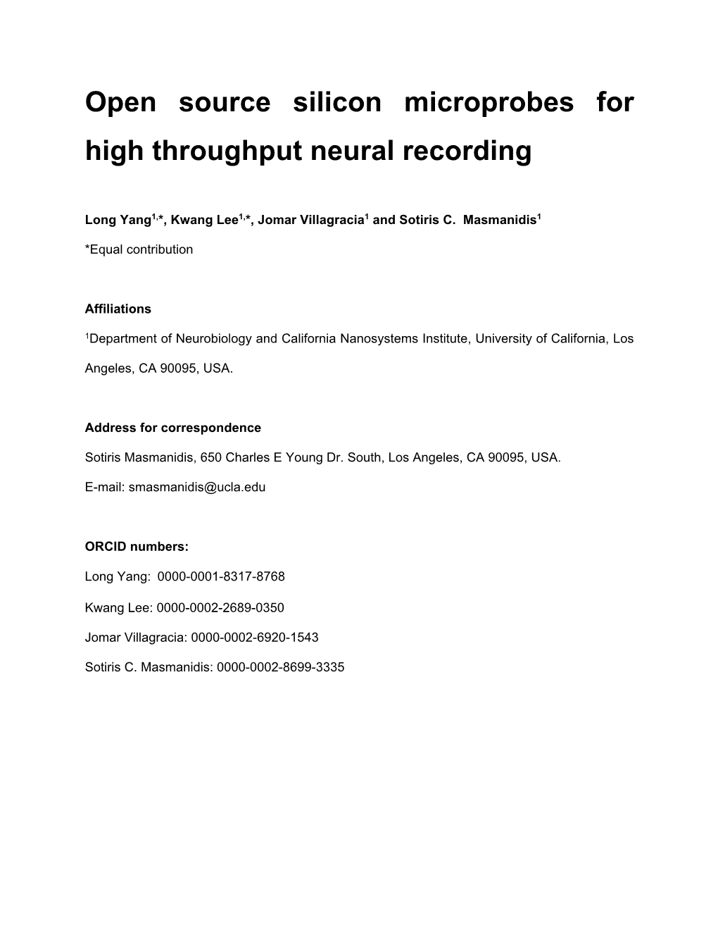 Open Source Silicon Microprobes for High Throughput Neural Recording