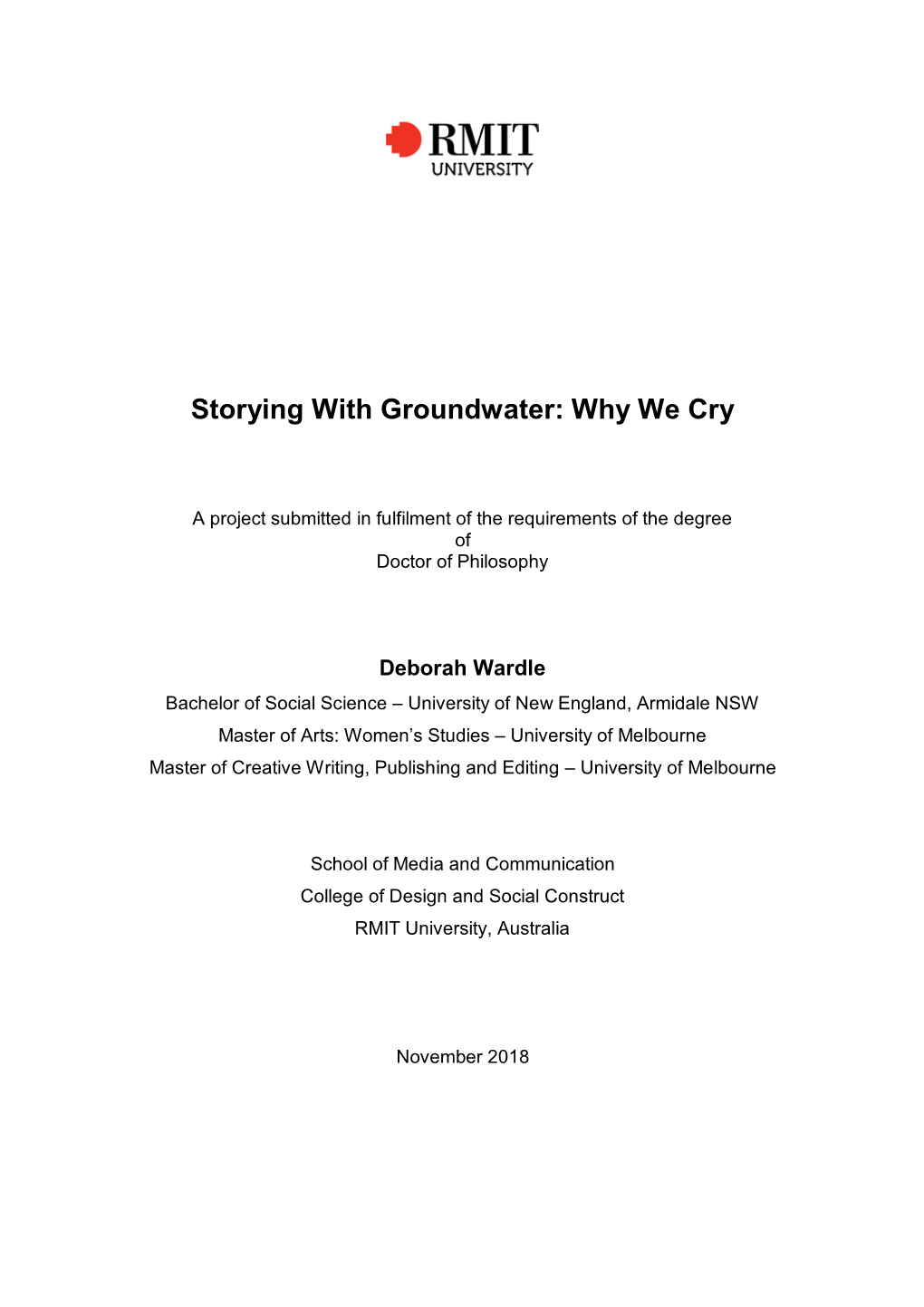 Storying with Groundwater: Why We Cry
