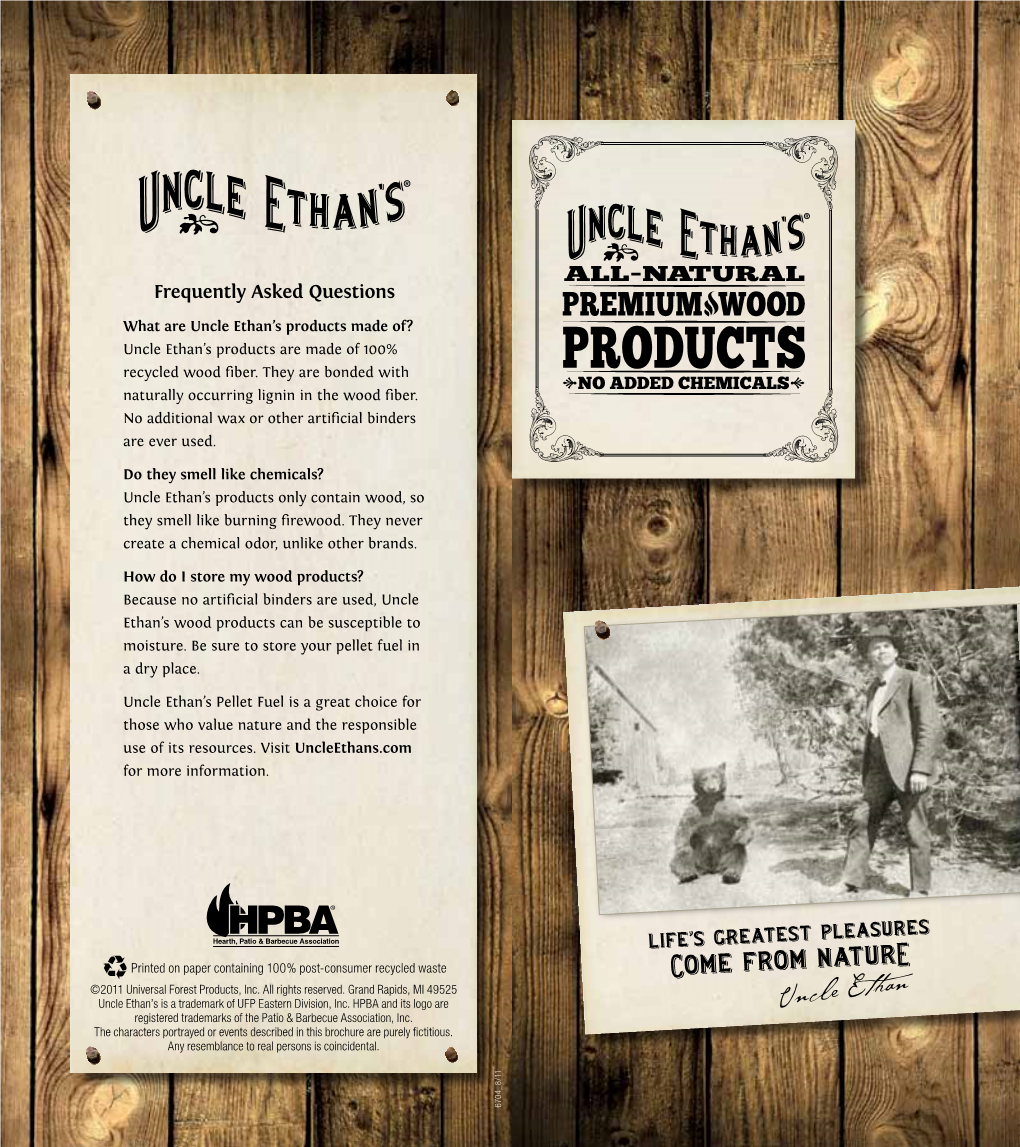 Uncle Ethan's Wood Pellet Fuel Brochure