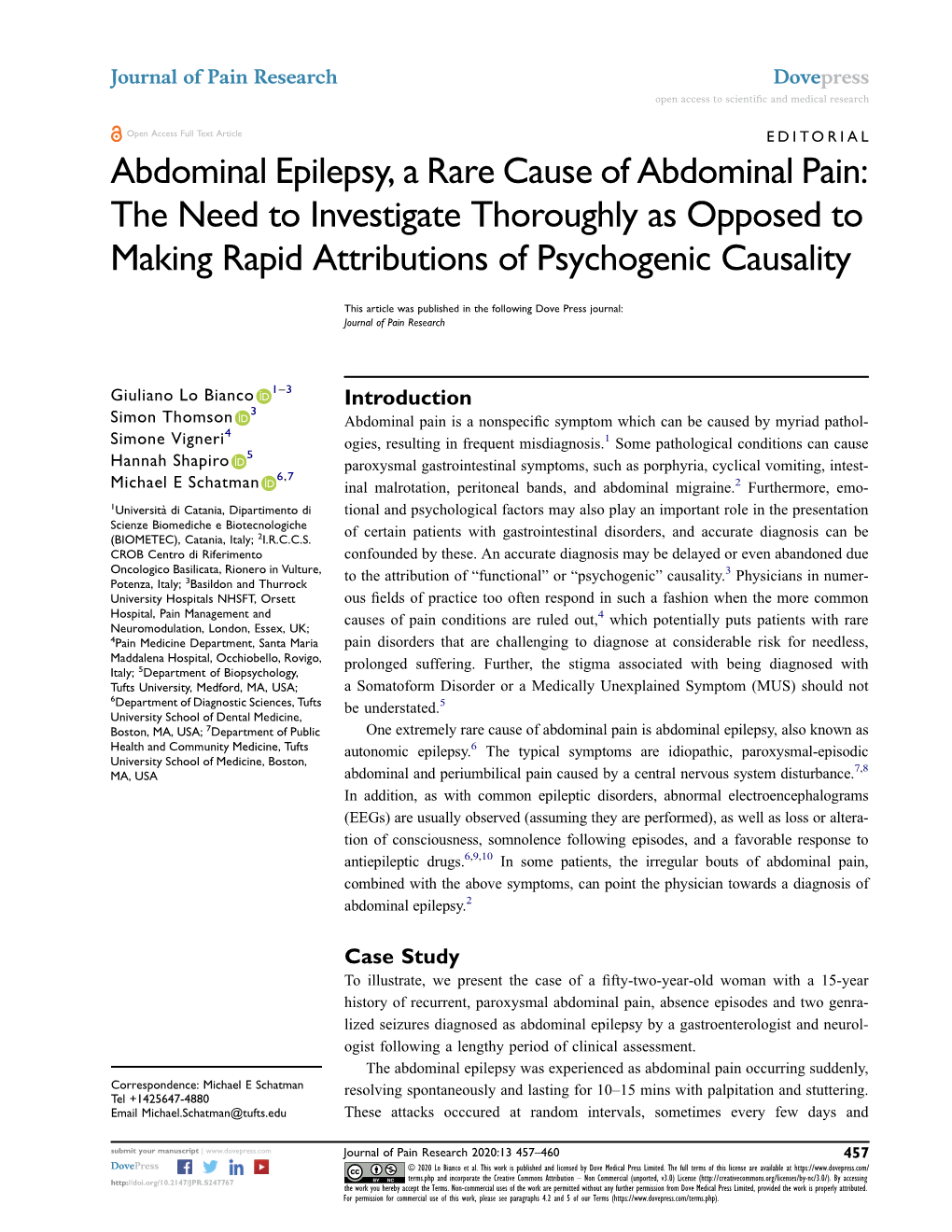 Abdominal Epilepsy, a Rare Cause of Abdominal Pain: the Need to Investigate Thoroughly As Opposed to Making Rapid Attributions of Psychogenic Causality