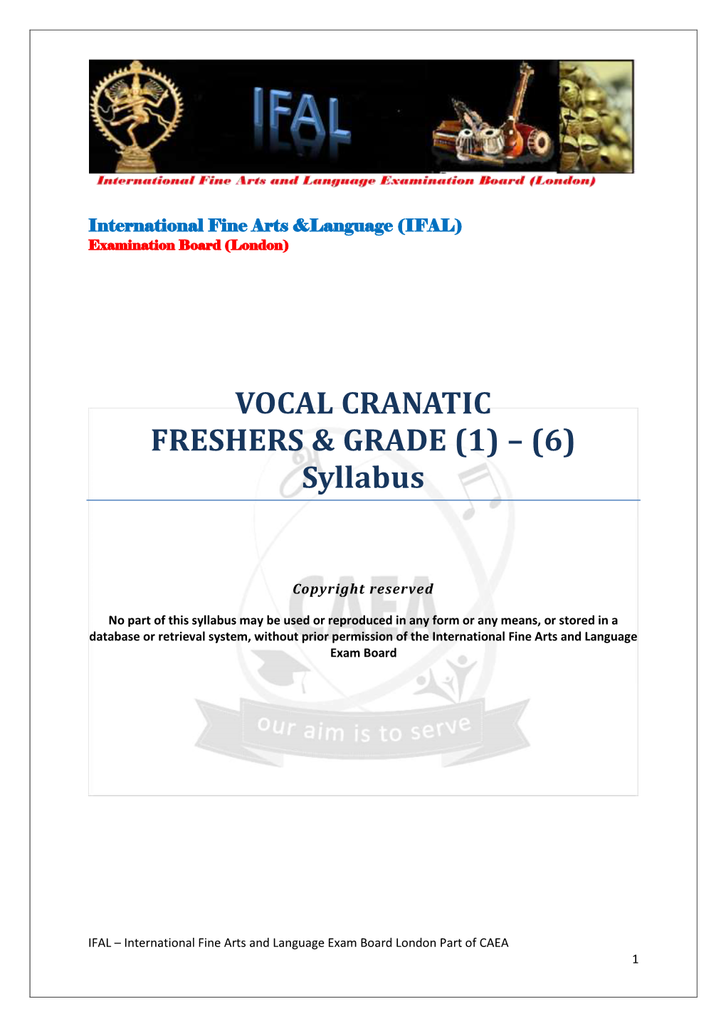 VOCAL CRANATIC FRESHERS & GRADE (1) – (6) Syllabus