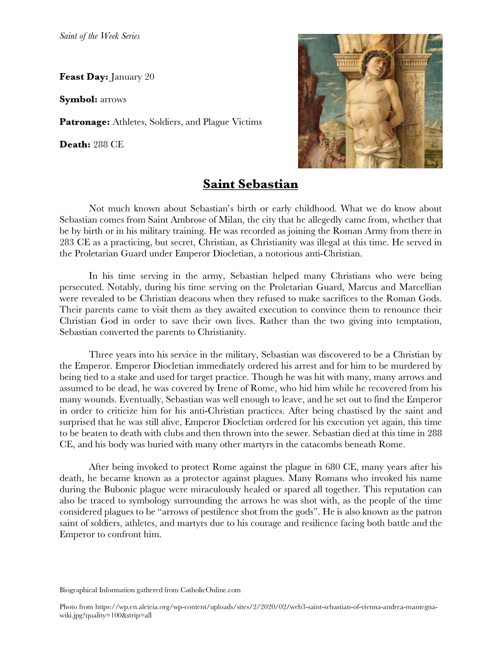 Learn About the Saint Sebastian