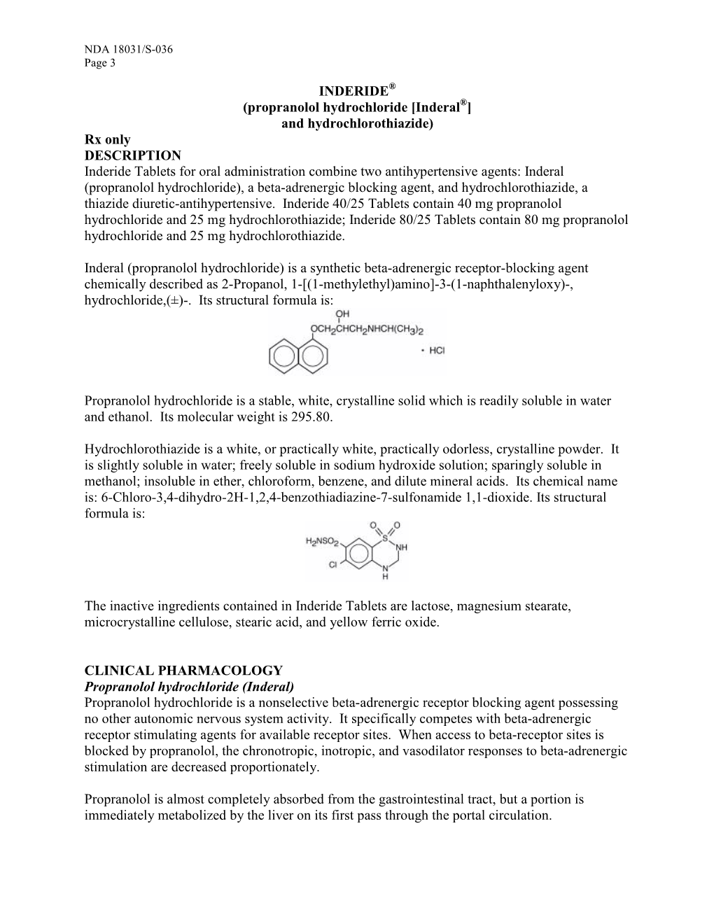 Propranolol Hydrochloride [Inderal ] And