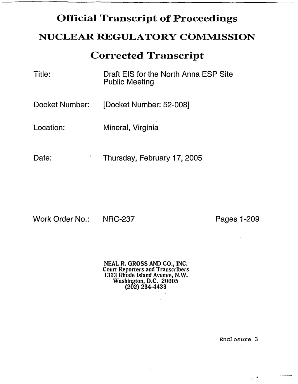 2005/02/17-Corrected Transcript for the North Anna Early Site Permit