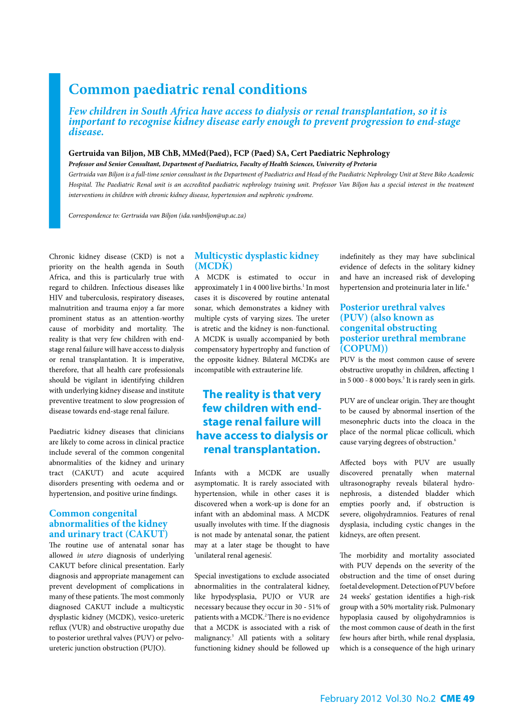 Common Paediatric Renal Conditions