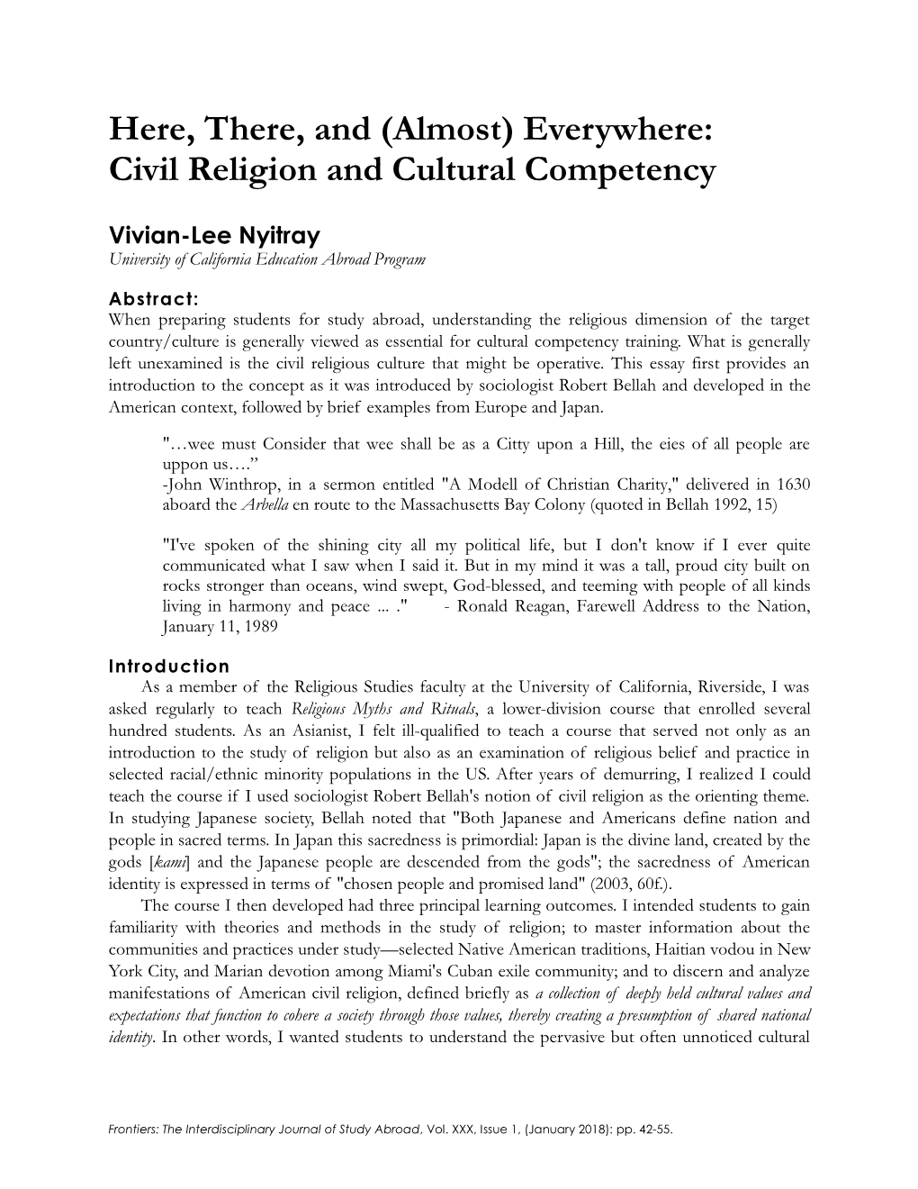 Civil Religion and Cultural Competency