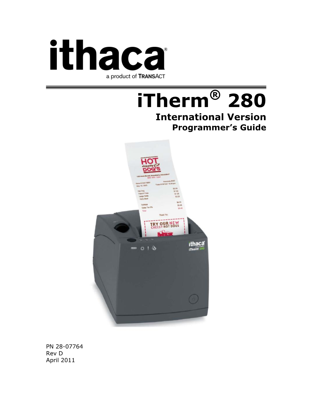 Itherm® 280 International Version Programmer’S Guide
