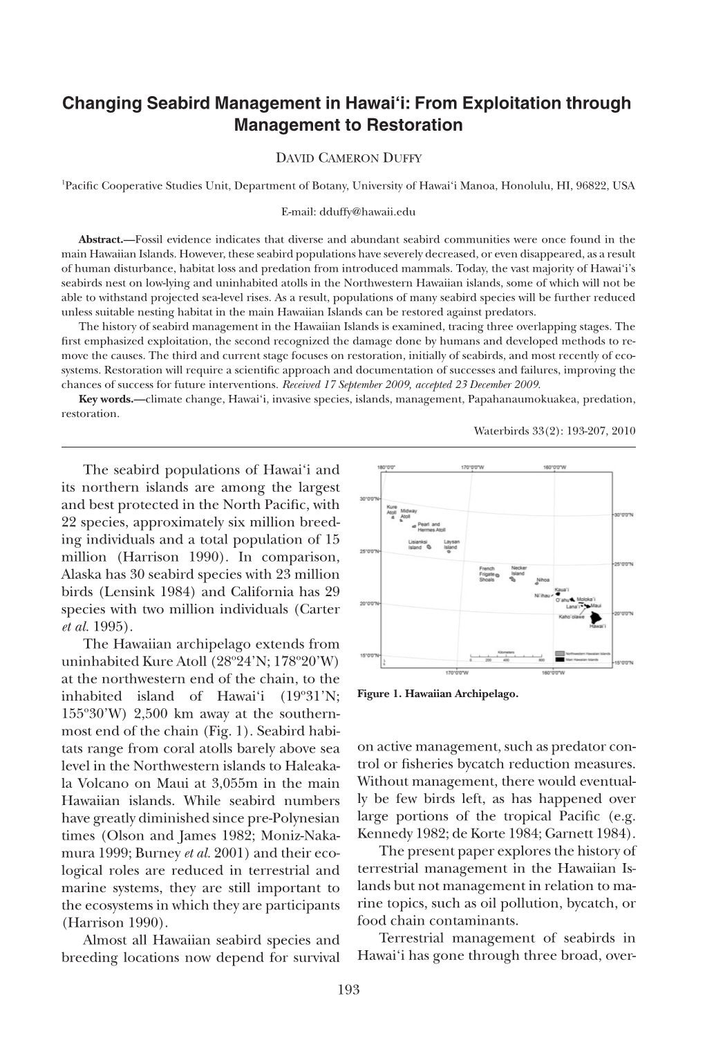 Changing Seabird Management in Hawai'i: from Exploitation Through