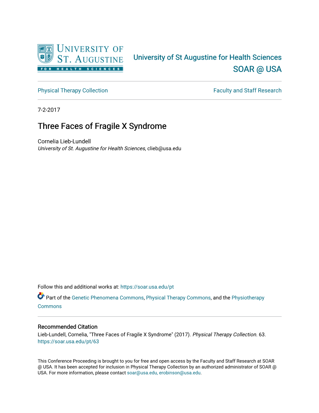 Three Faces of Fragile X Syndrome