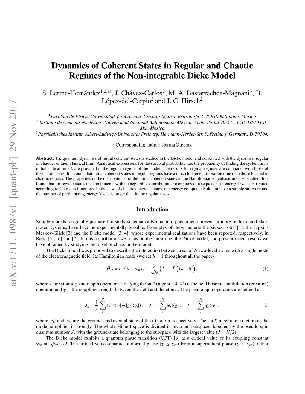 Dynamics of Coherent States in Regular and Chaotic Regimes of the Non-Integrable Dicke Model