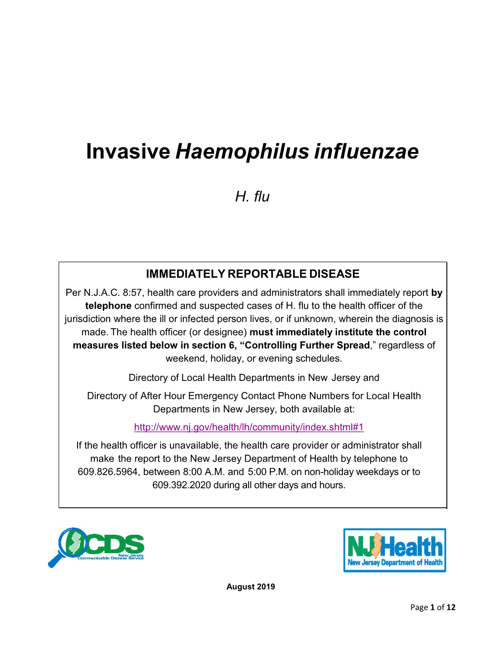 Invasive Haemophilus Influenzae