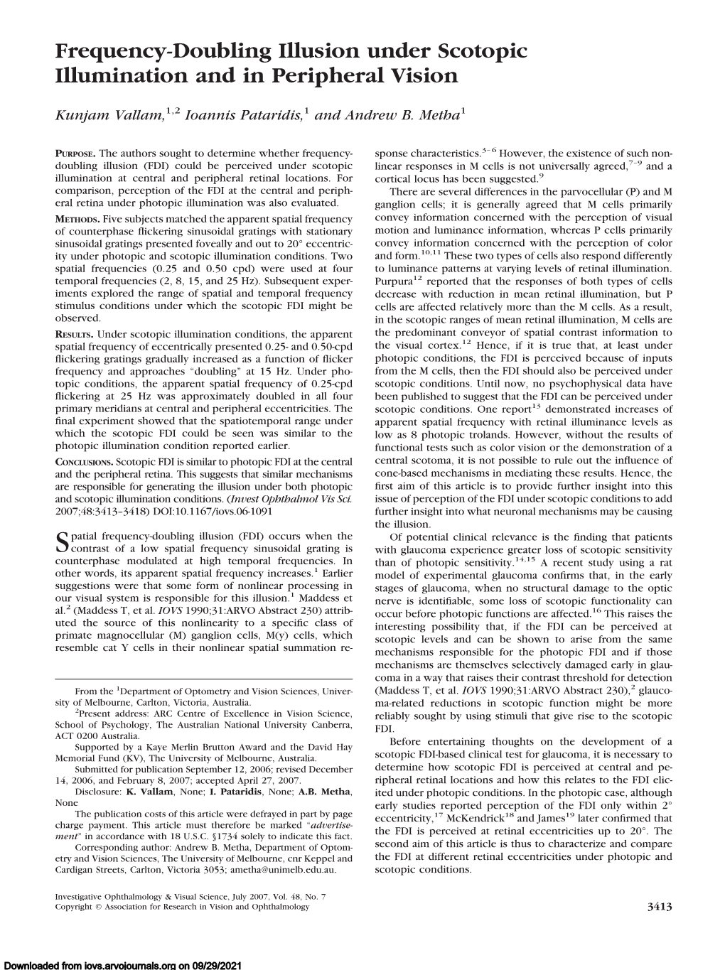 Frequency-Doubling Illusion Under Scotopic Illumination and in Peripheral Vision