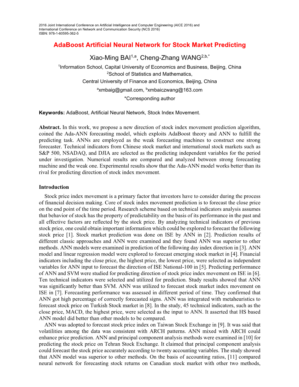 Adaboost Artificial Neural Network for Stock Market Predicting