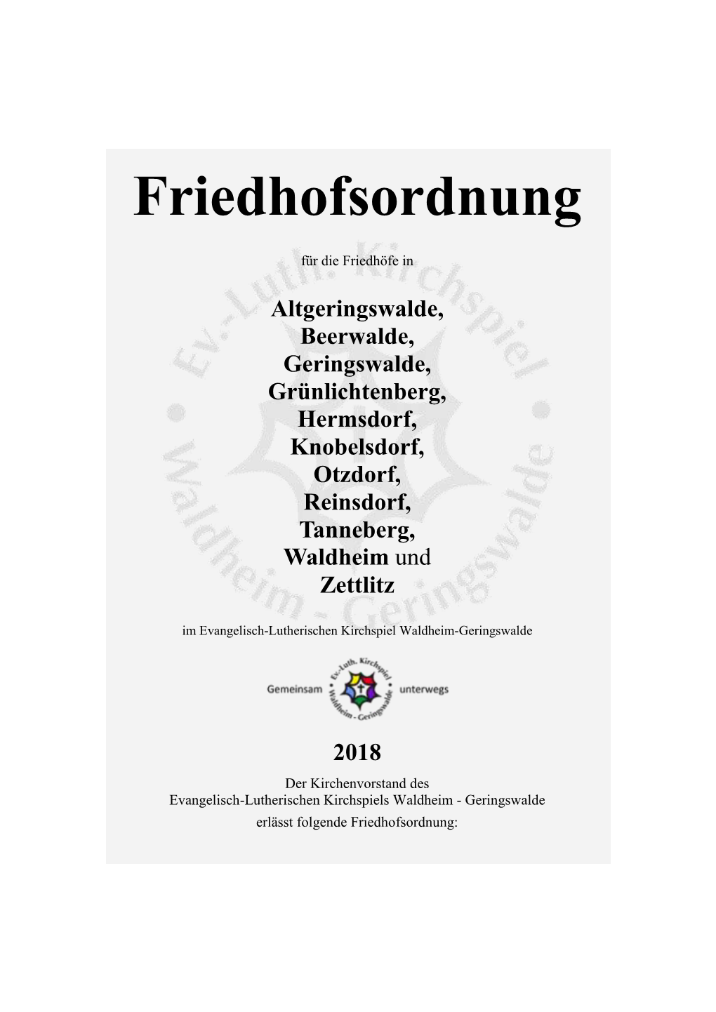 Friedhofsordnung Des Kirchspiels 2018