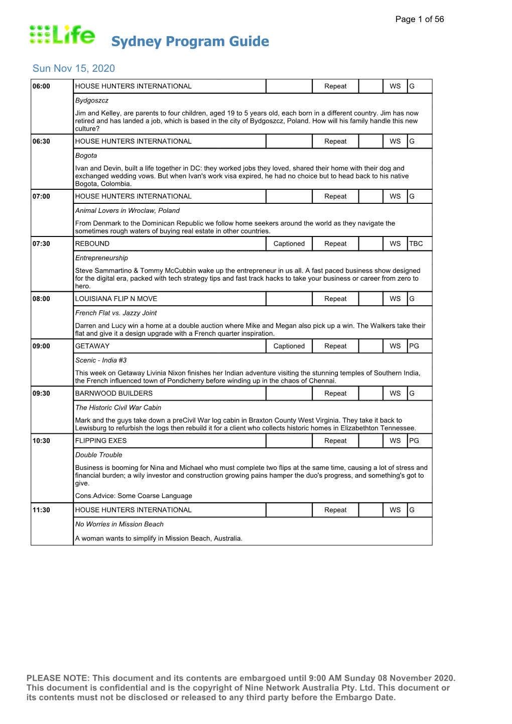 Sydney Program Guide