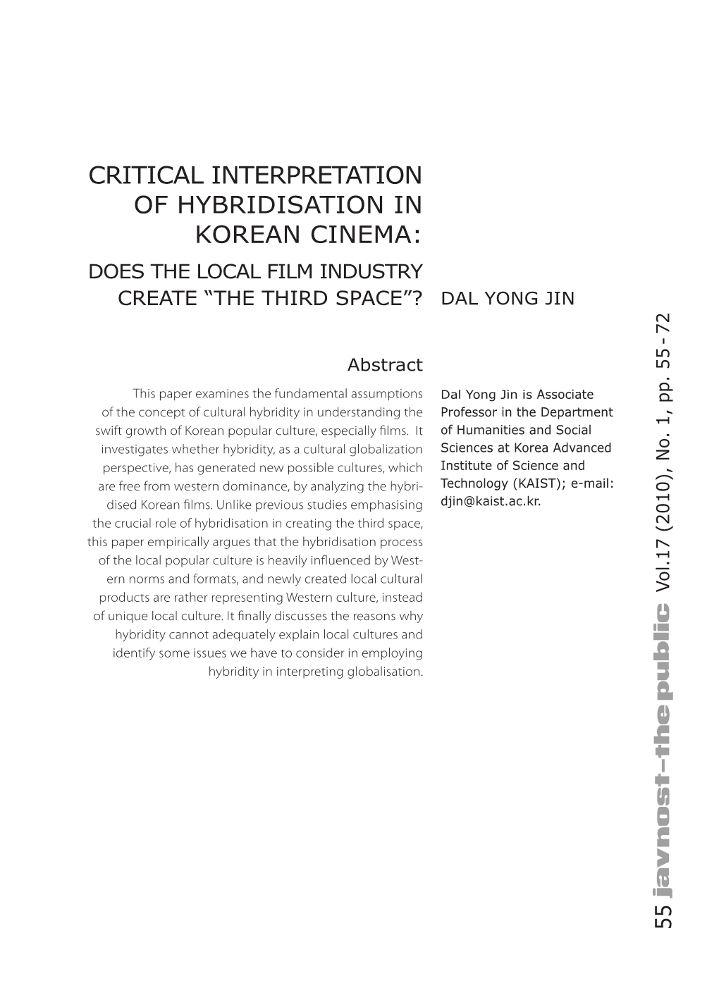 Critical Interpretation of Hybridisation in Korean