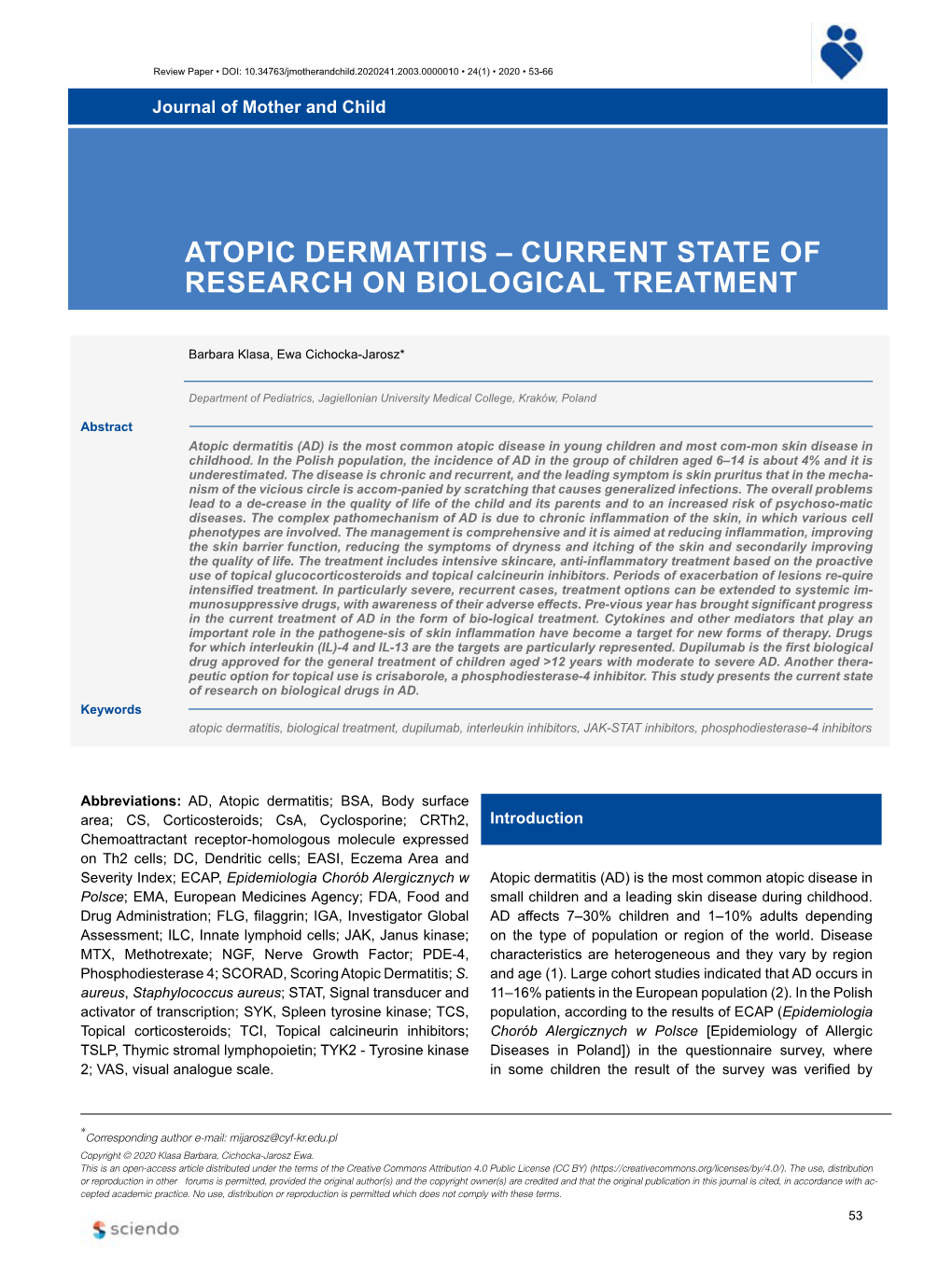 Atopic Dermatitis – Current State of Research on Biological Treatment