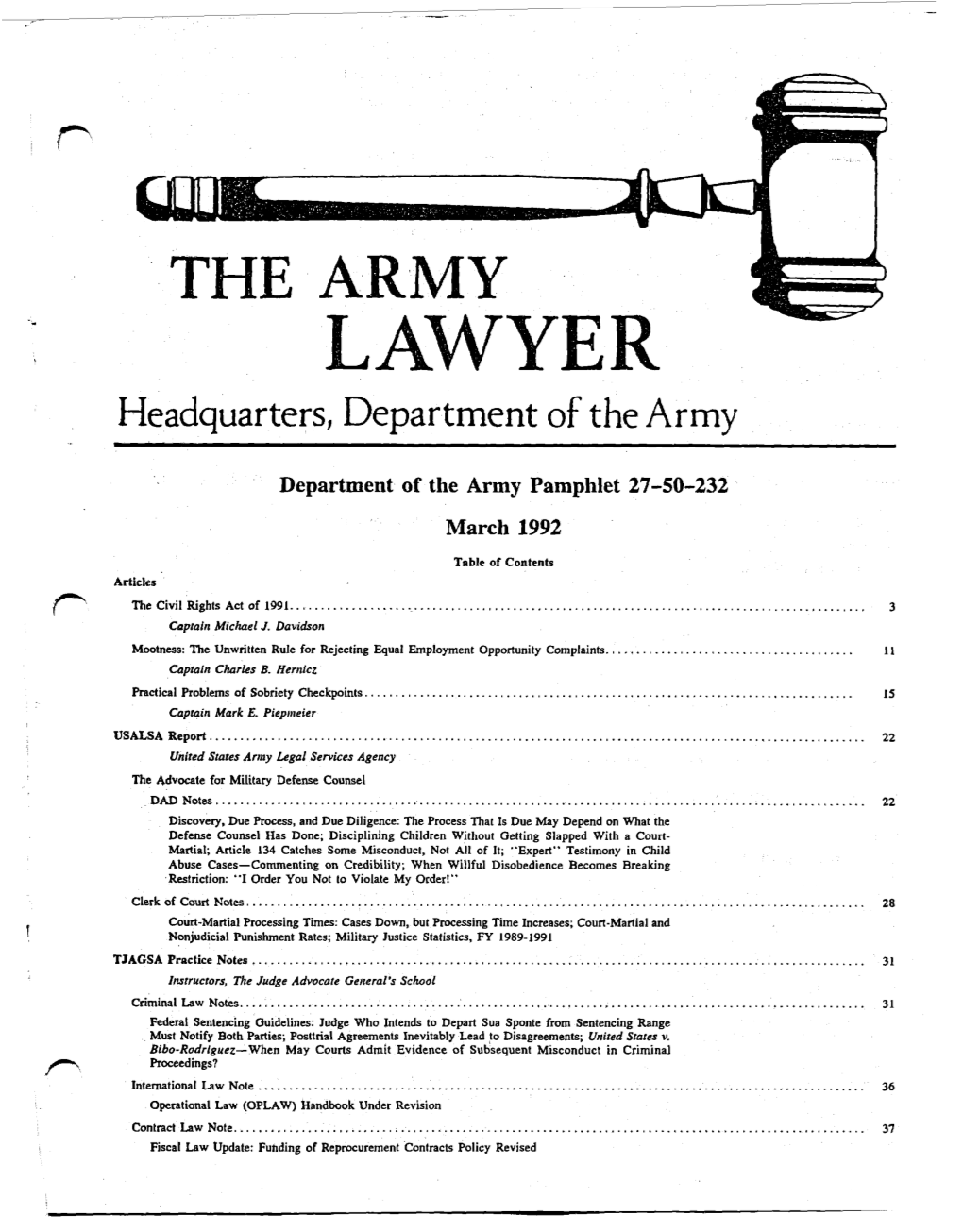 The Army Lawyer (Mar