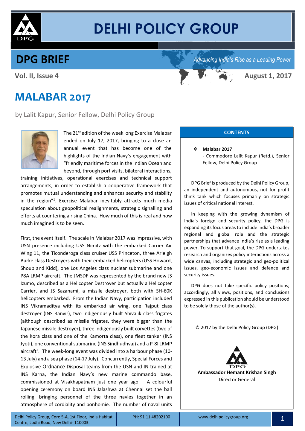 MALABAR 2017 by Lalit Kapur, Senior Fellow, Delhi Policy Group