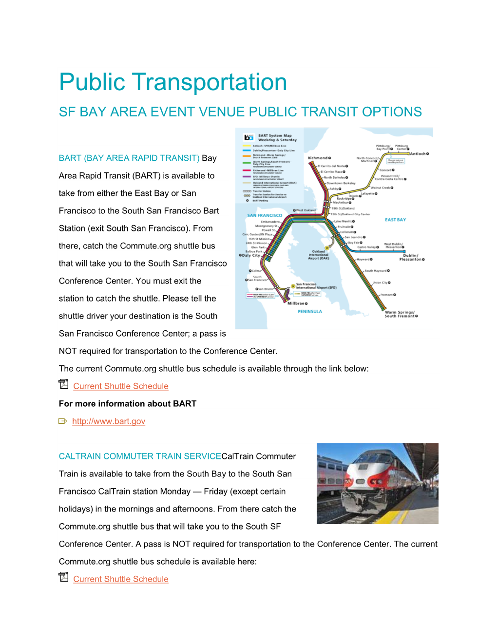 Public Transportation Options Information