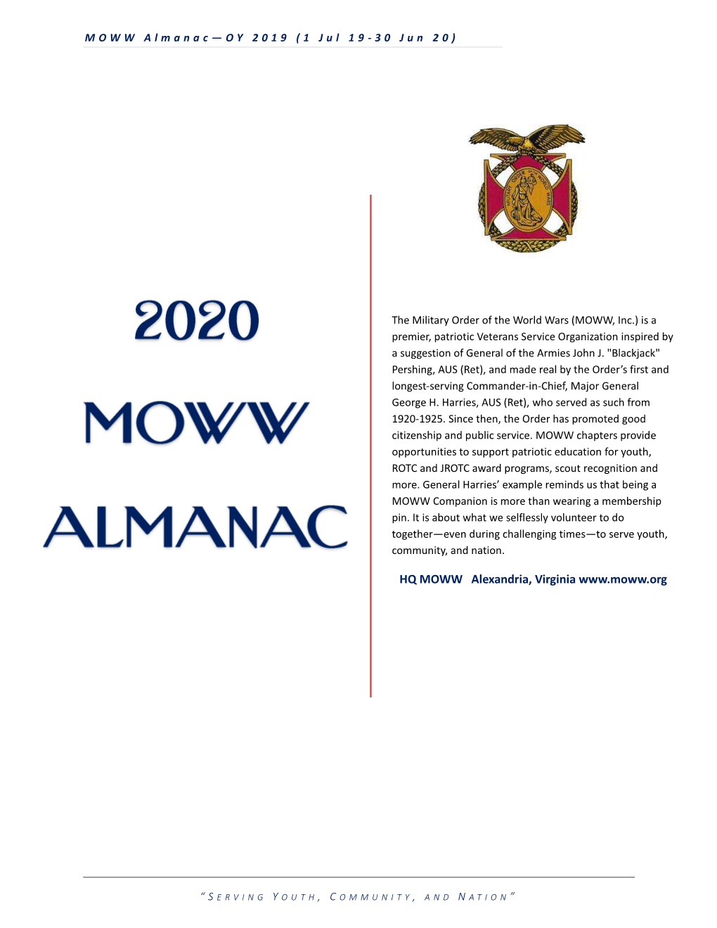 2020 MOWW Almanac for Reference