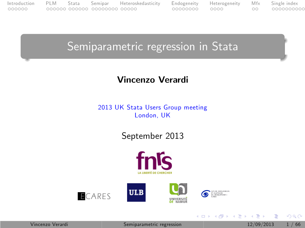 Semiparametric Regression in Stata