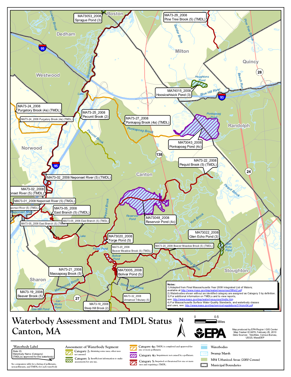 Canton, MA Waterbody Assessment, 305(B)/303(D)