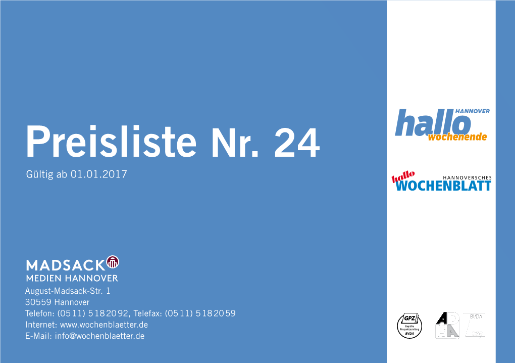 Preisliste Nr. 24 Hallowochenende Gültig Ab 01.01.2017