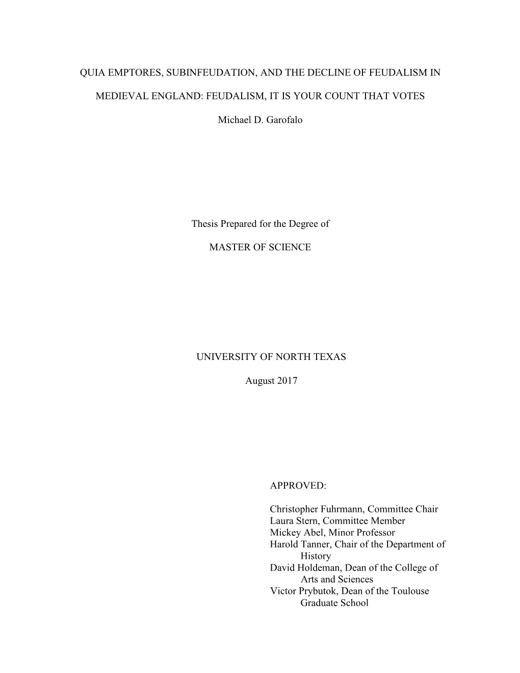 Quia Emptores, Subinfeudation, and the Decline of Feudalism In