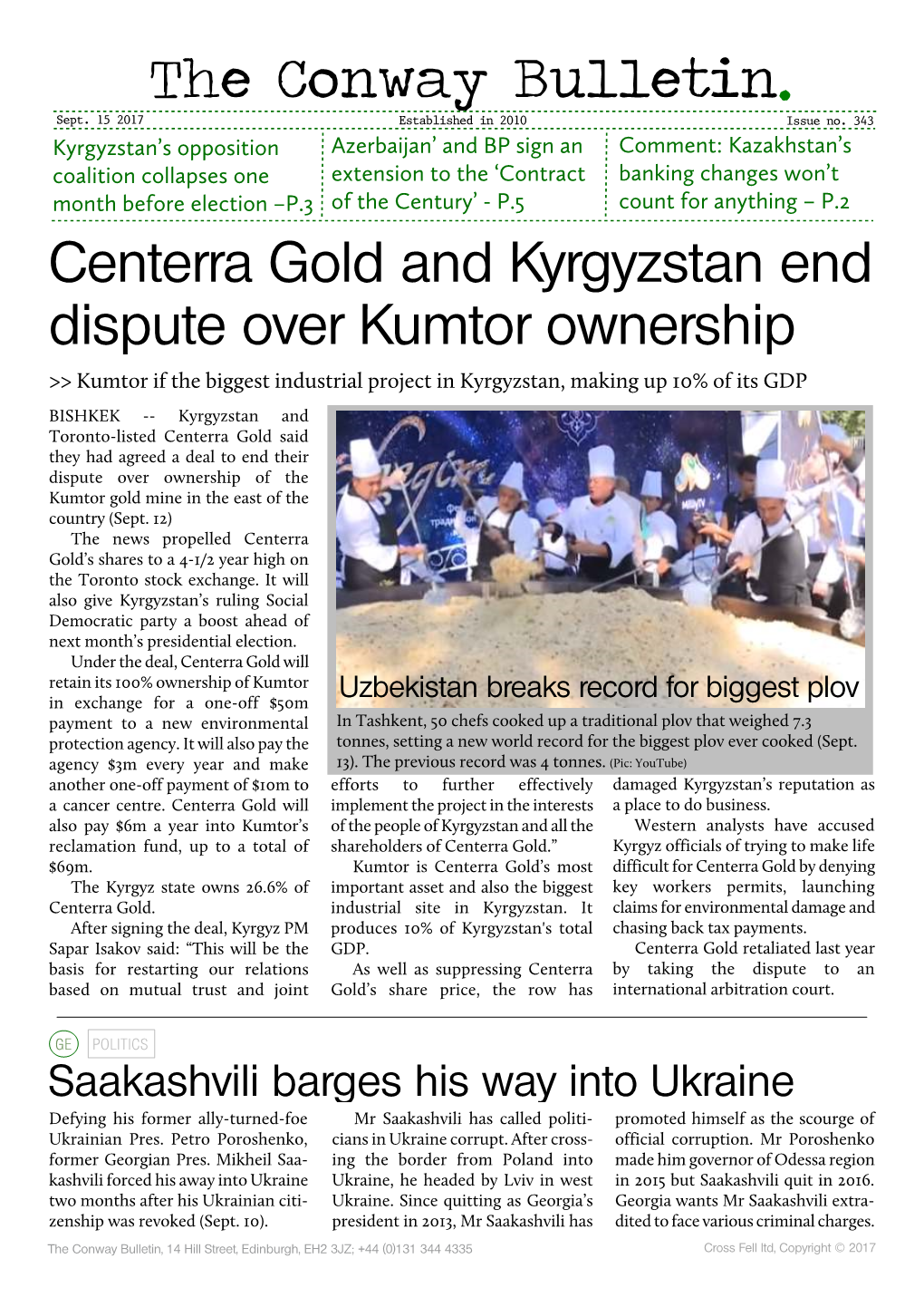 Centerra Gold and Kyrgyzstan End Dispute Over Kumtor Ownership The