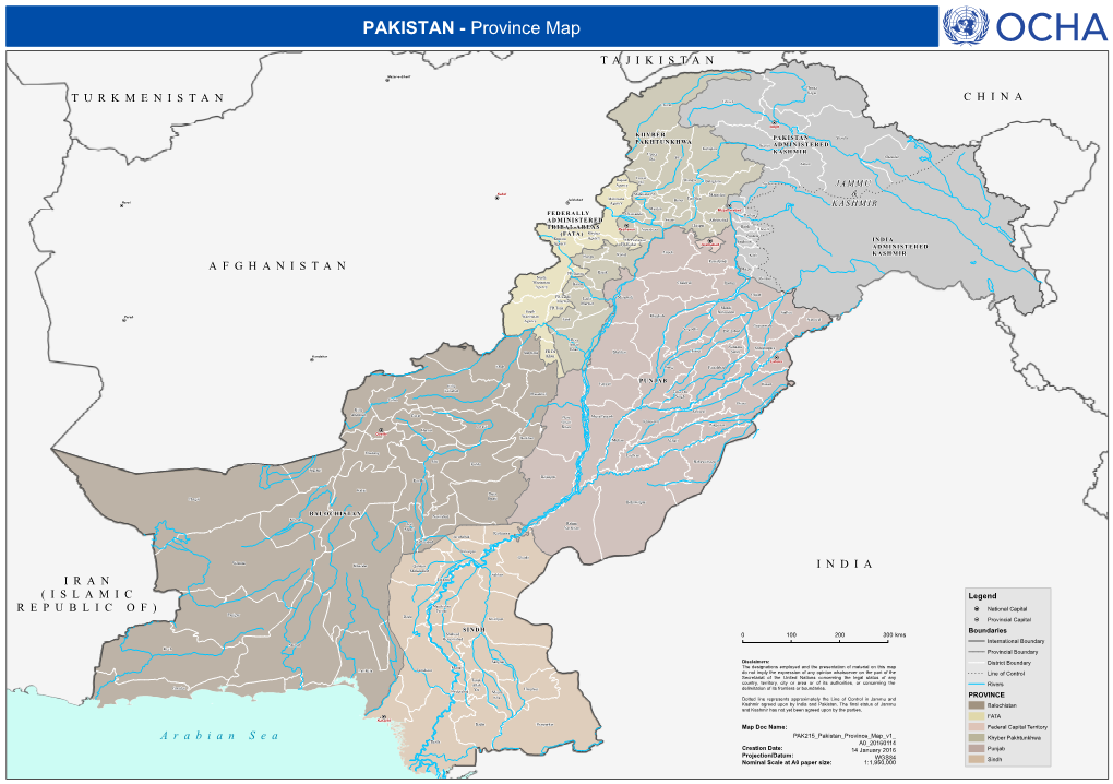 PAKISTAN - Province Map