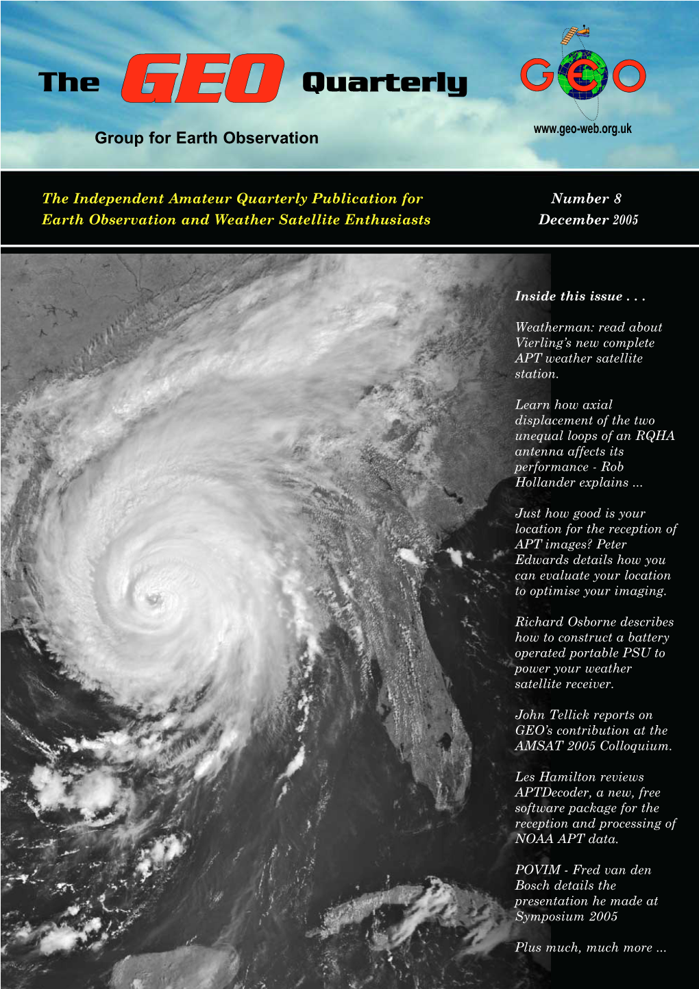 GEO Quarterly No 8 Group for Earth Observation December 2005