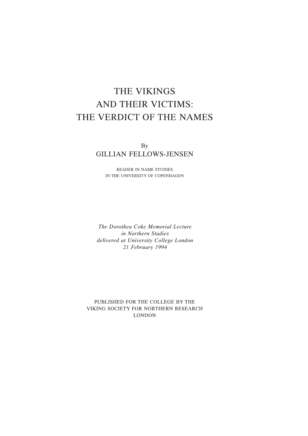 The Vikings and Their Victims: the Verdict of the Names