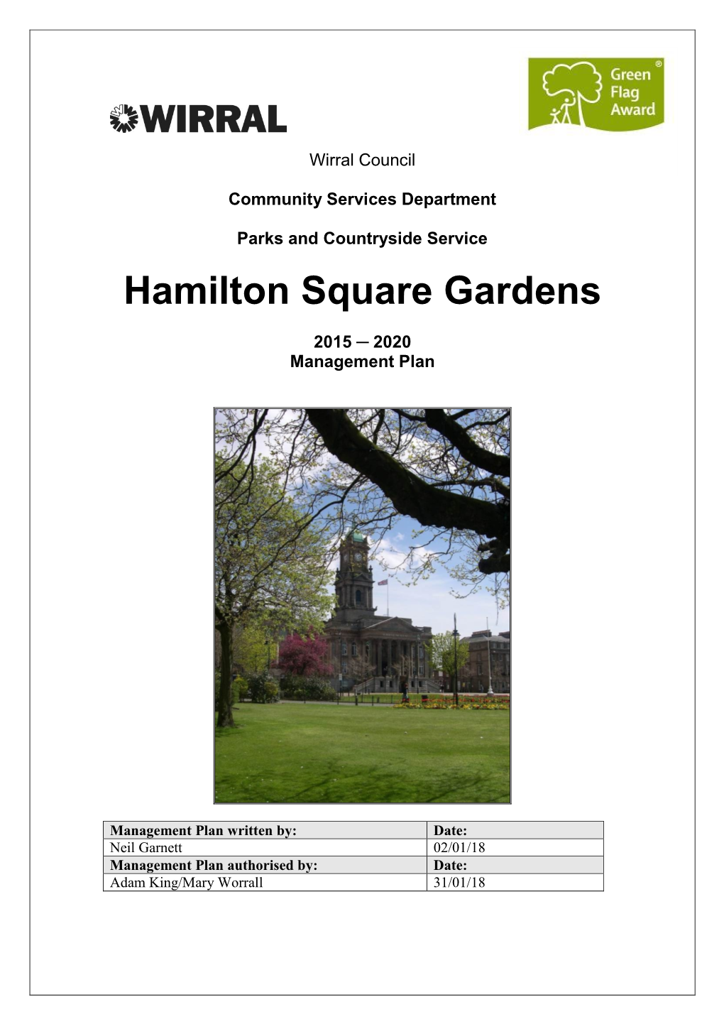 Hamilton Square Gardens Management Plan 2015-2020