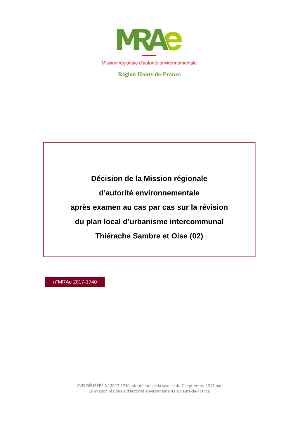 Décision De La Mission Régionale D'autorité Environnementale Après