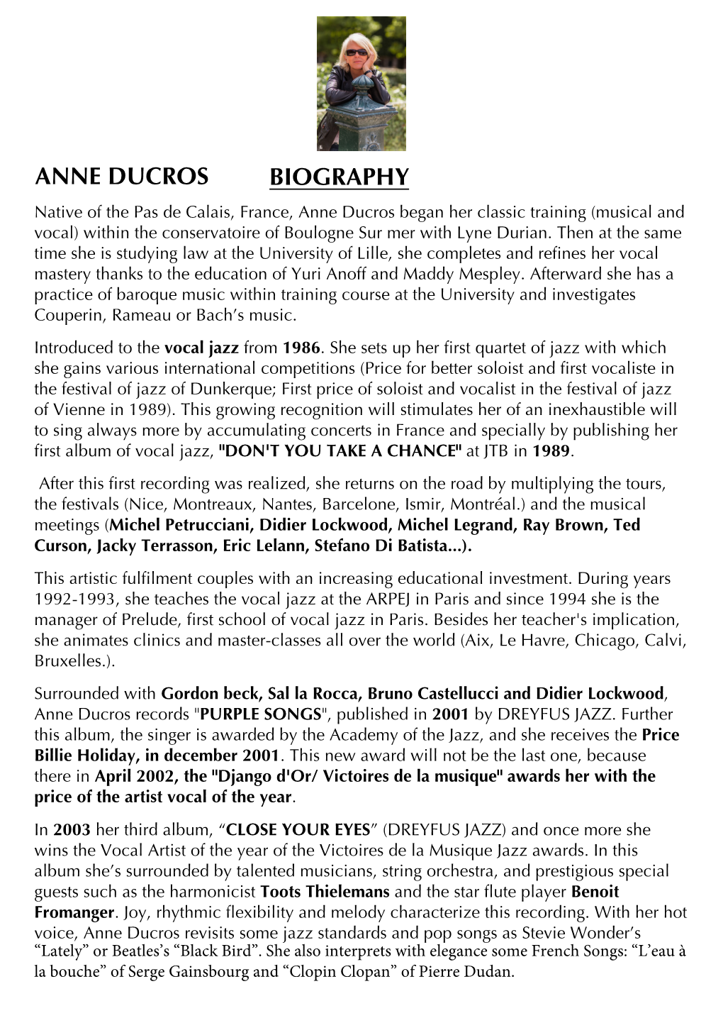 Anne Ducros Biography