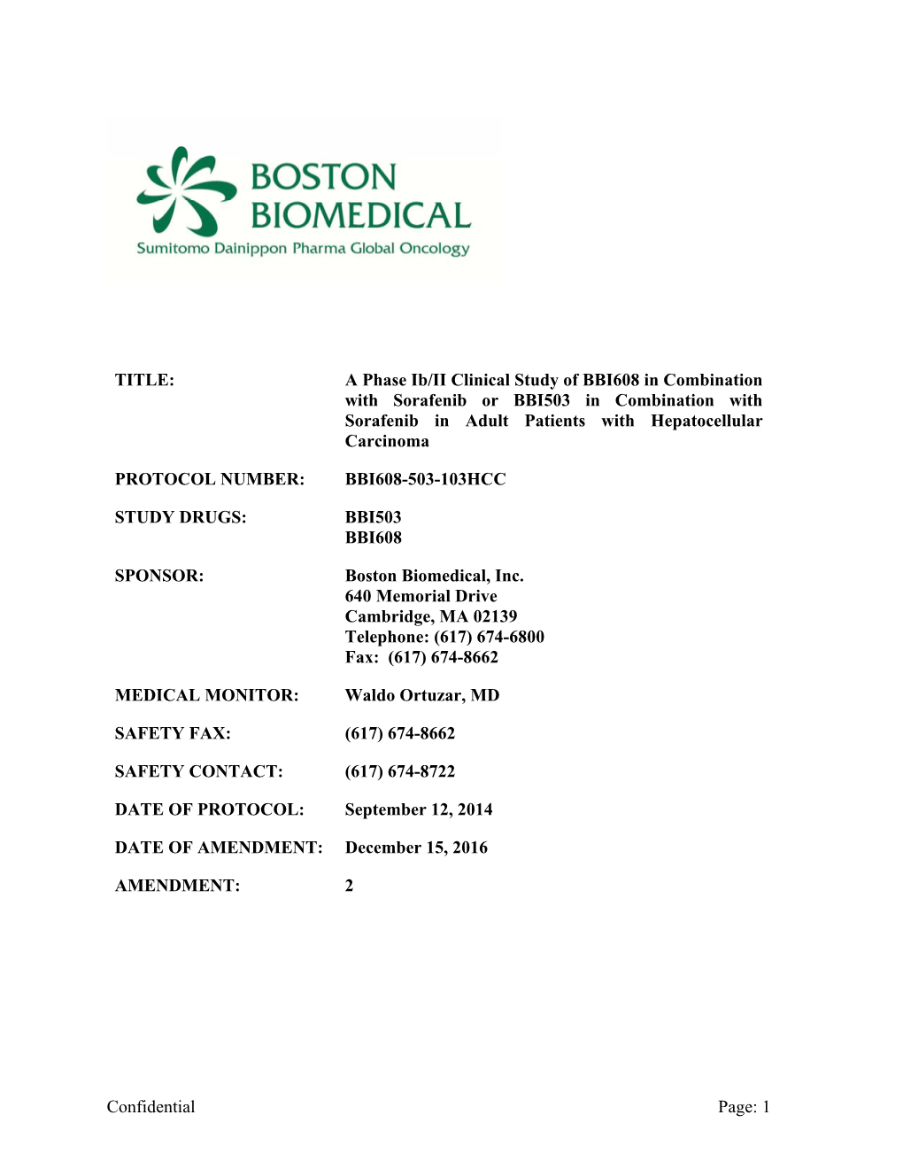 A Phase Ib/II Clinical Study of BBI608 in Combination with Sorafenib Or BBI503 in Combination with Sorafenib in Adult Patients with Hepatocellular Carcinoma