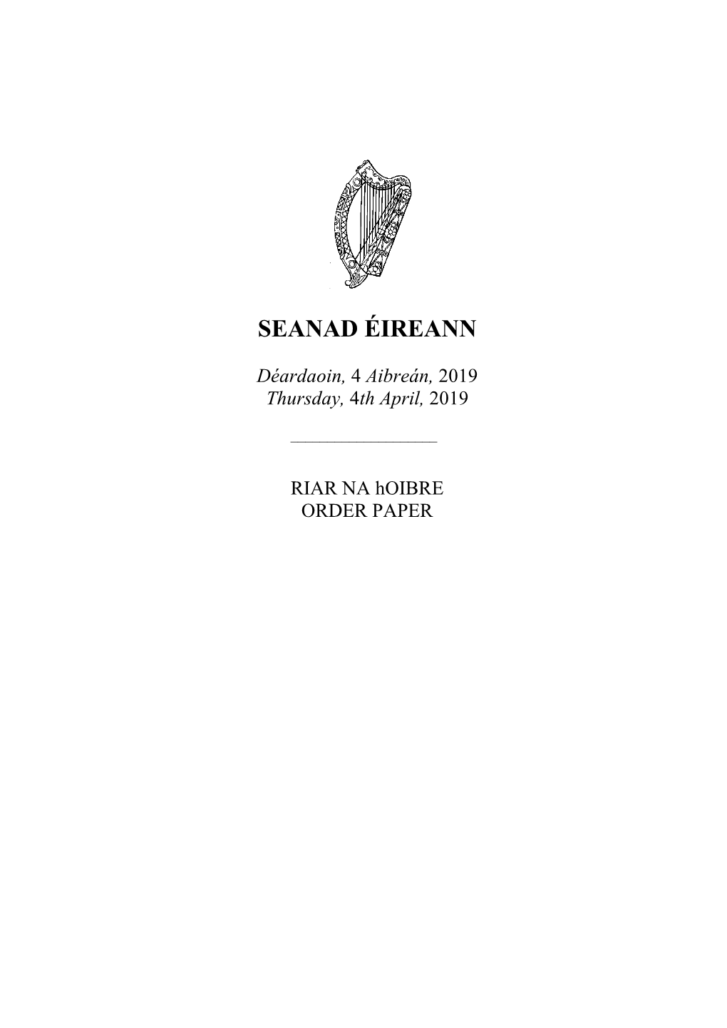 SEANAD ÉIREANN Déardaoin