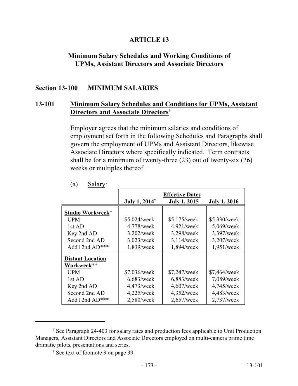 ARTICLE 13 Minimum Salary Schedules and Working Conditions