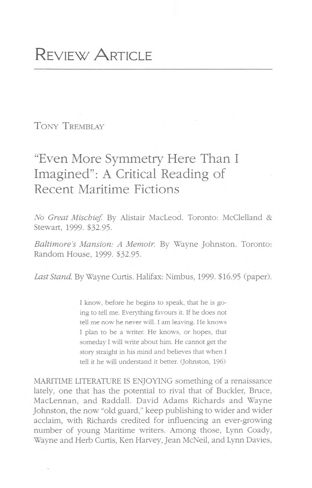 A Critical Reading of Recent Maritime Fictions