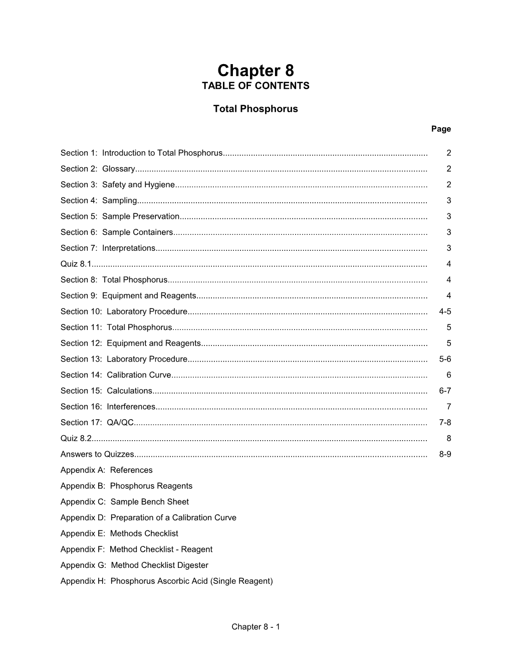 Chapter 8: TOTAL PHOSPHORUS