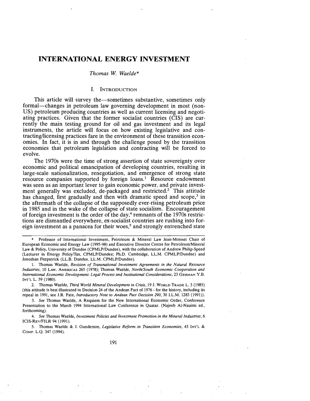 International Energy Investment