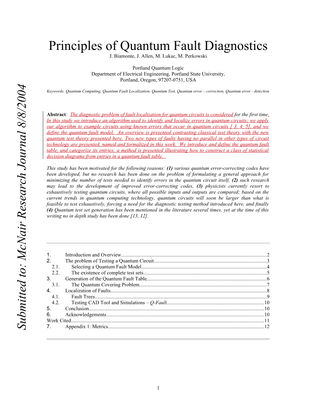 Principles of Quantum Fault Detection