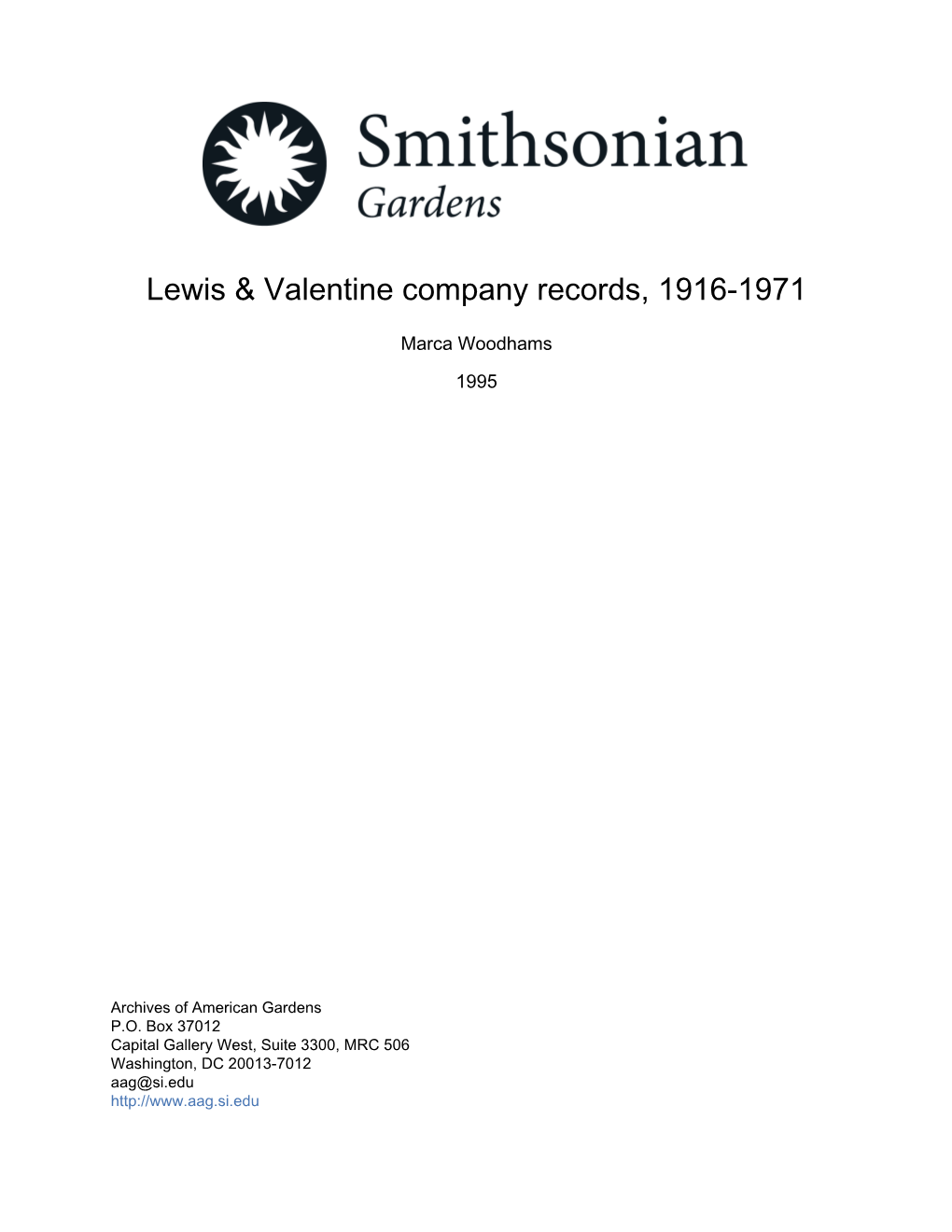 Lewis & Valentine Company Records, 1916-1971