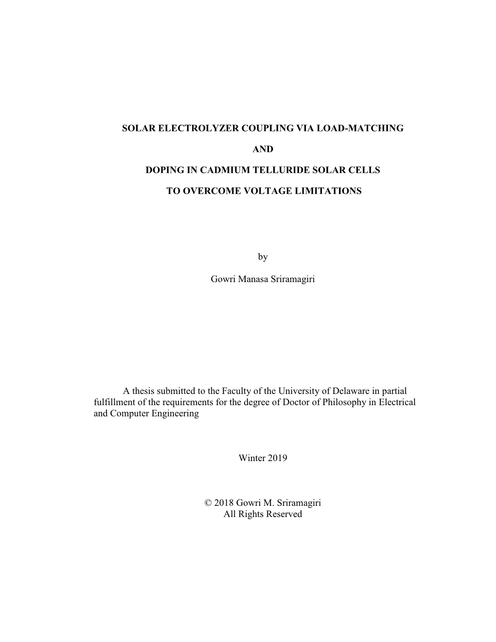 Solar Electrolyzer Coupling Via Load-Matching