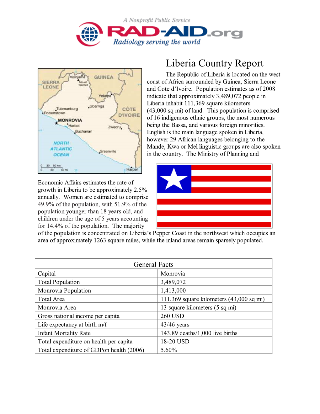 Liberia Country Report the Republic of Liberia Is Located on the West Coast of Africa Surrounded by Guinea, Sierra Leone and Cote D’Ivoire