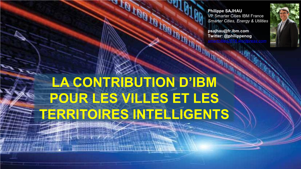 La Contribution D'ibm Pour Les Villes Et Les Territoires