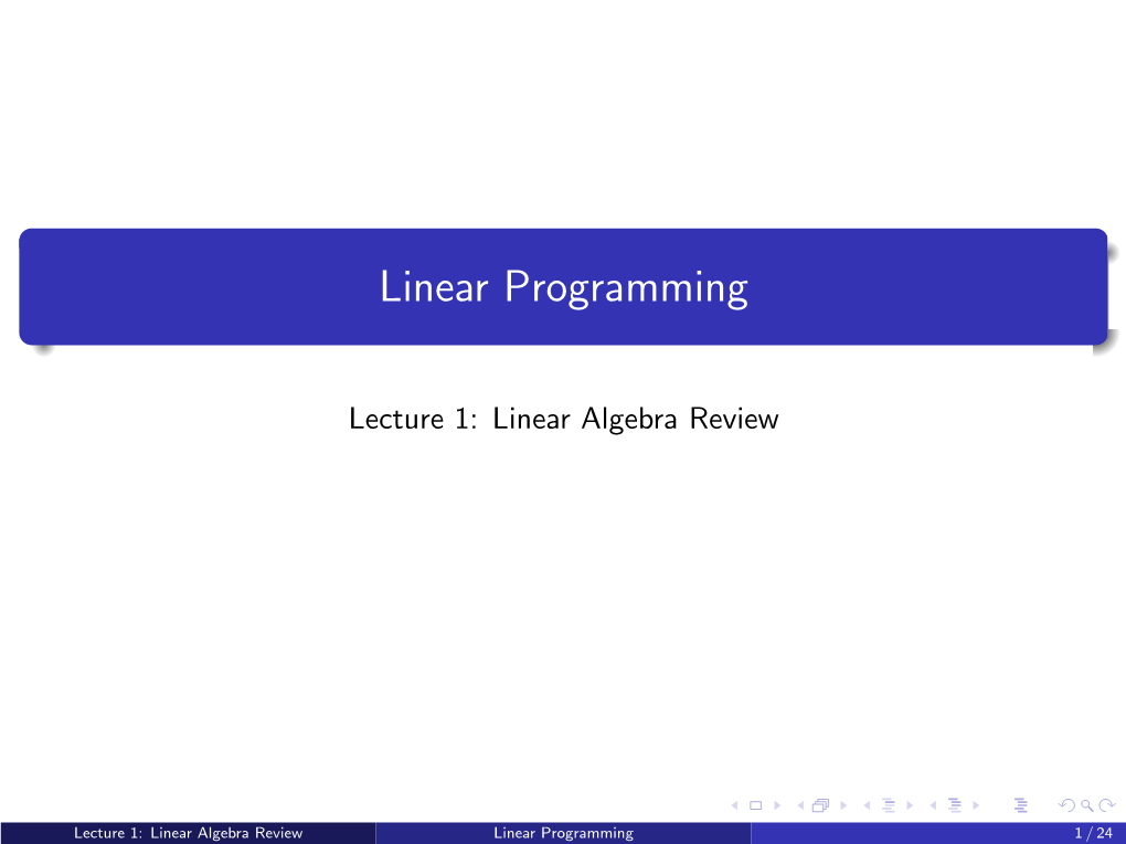 Linear Algebra Review